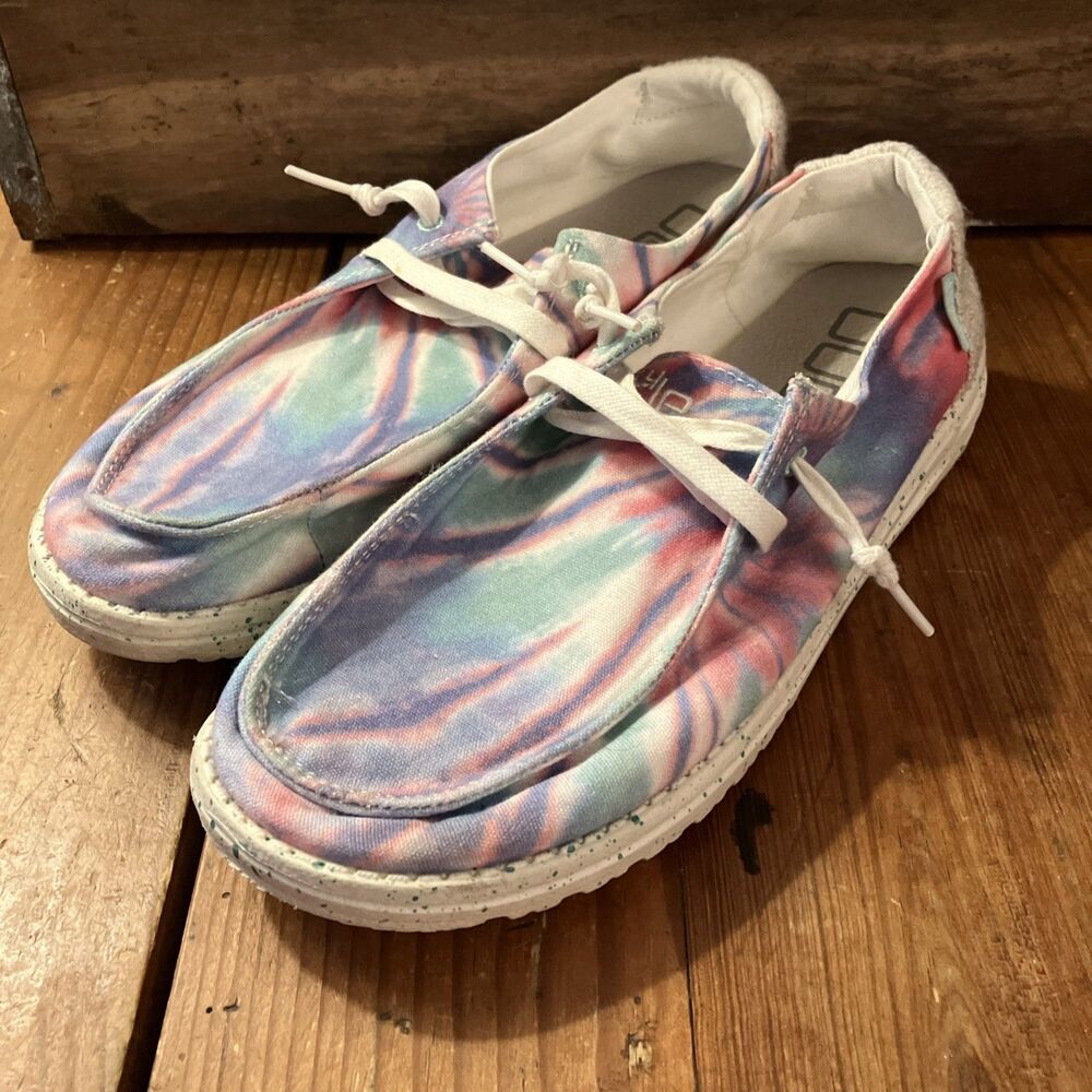 Hey Dude Shoes Womens Size 9 Wendy Tie Dye Rose Candy Slip On